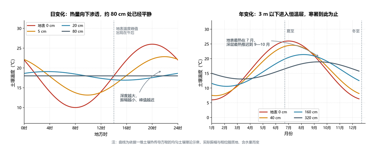 土壤温度日变化与年变化